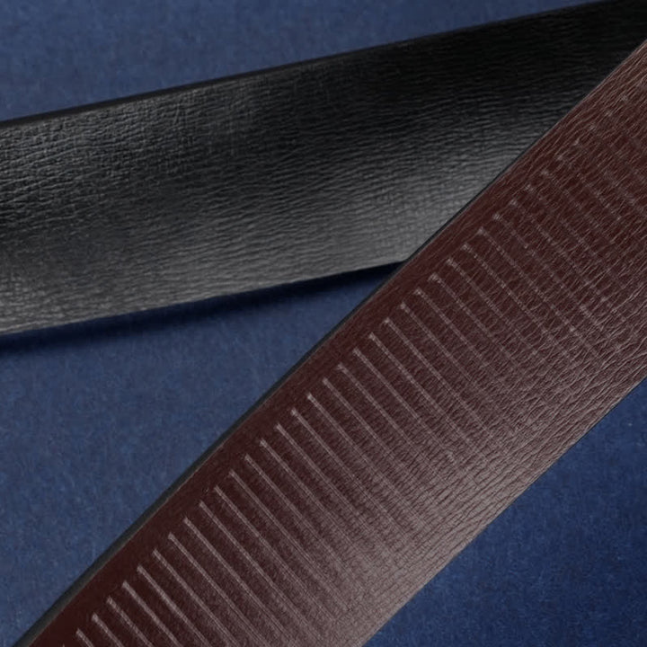 Men's Rectangular Grid Automatic Buckle Leather Belt - image 6