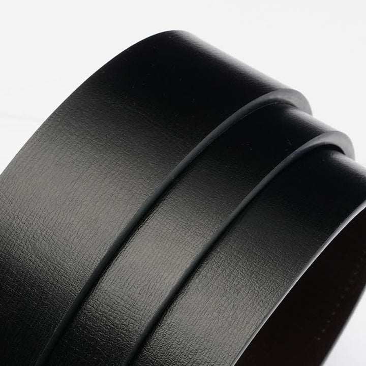 Men's Rectangular Grid Automatic Buckle Leather Belt - image 12