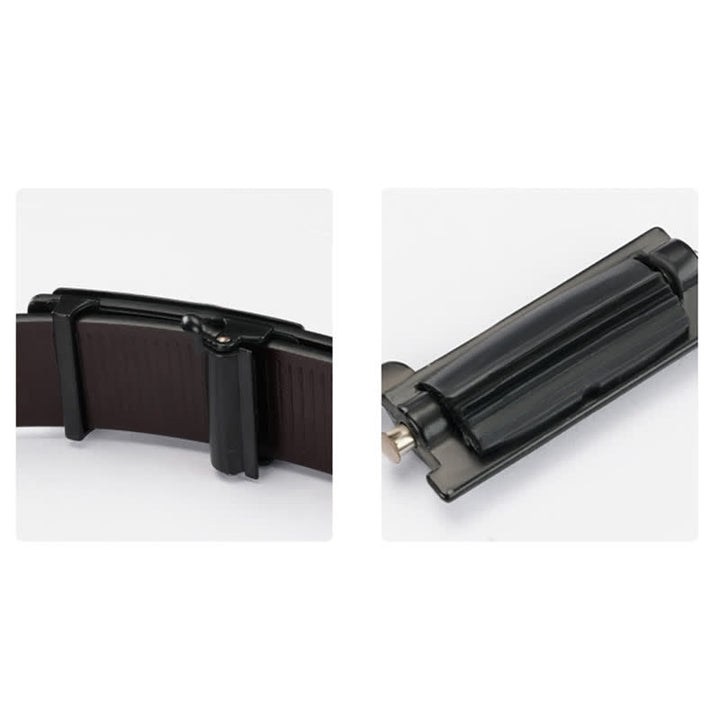 Men's Rectangular Grid Automatic Buckle Leather Belt - image 10
