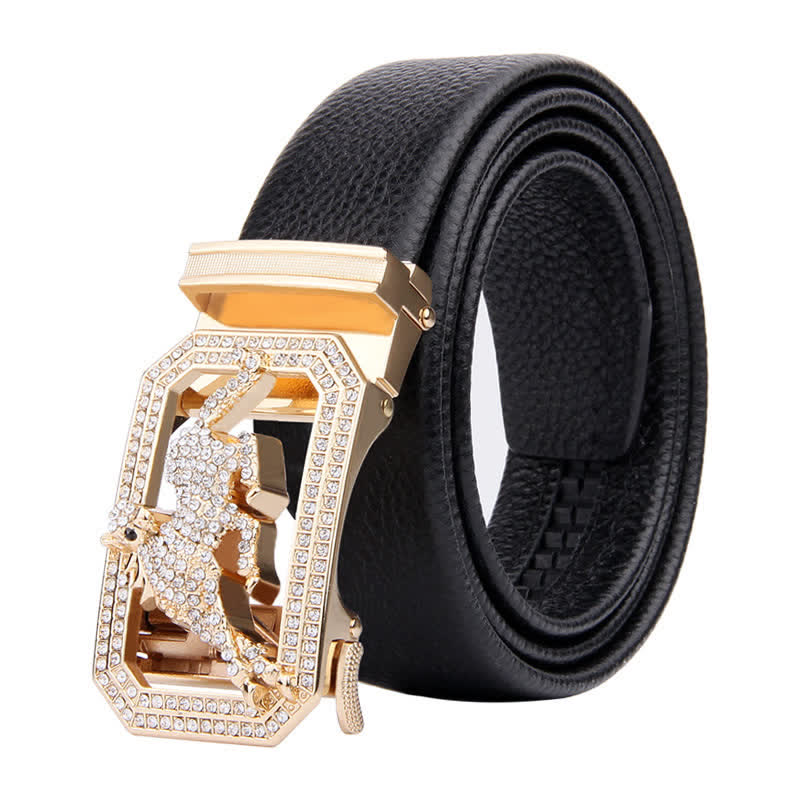 Men's Golden Animal Automatic Buckle Leather Belt - Horse - 46 - image 6
