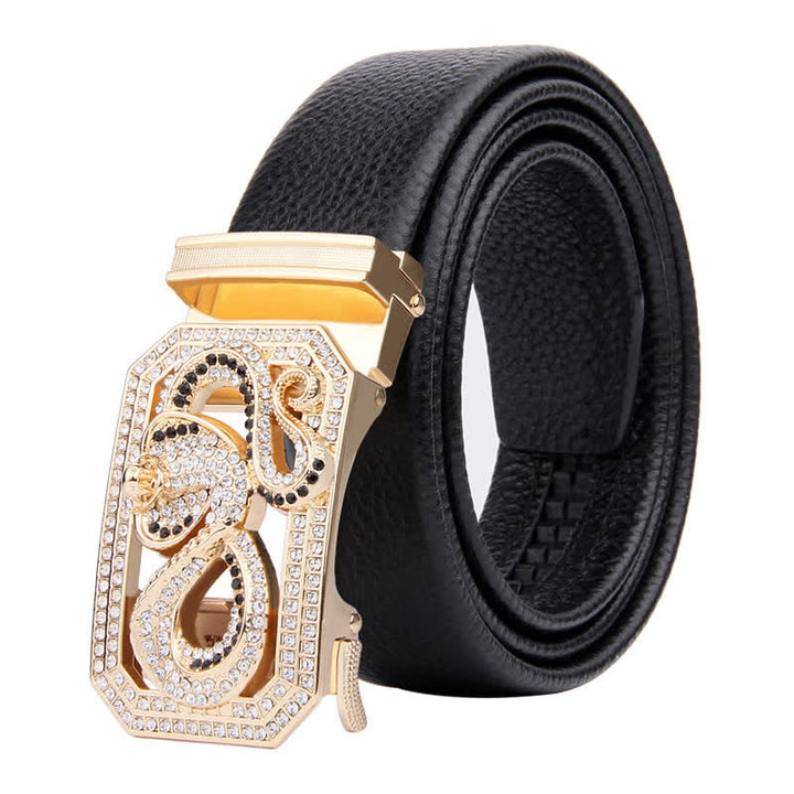 Men's Golden Animal Automatic Buckle Leather Belt - Snake - 46 - image 0