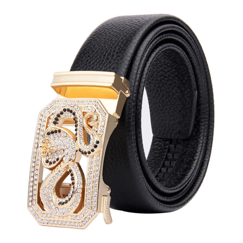 Men's Golden Animal Automatic Buckle Leather Belt - Snake - 46 - image 0