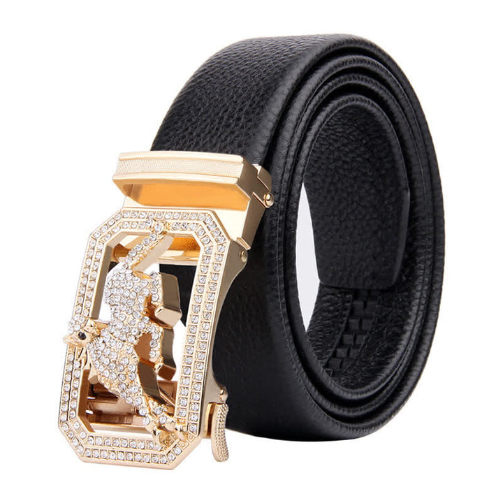 Men's Golden Animal Automatic Buckle Leather Belt - Horse - 46 - image 6