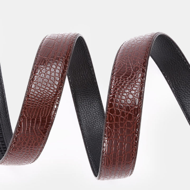 Men's Hollow Out Crocodile Automatic Buckle Leather Belt - image 4