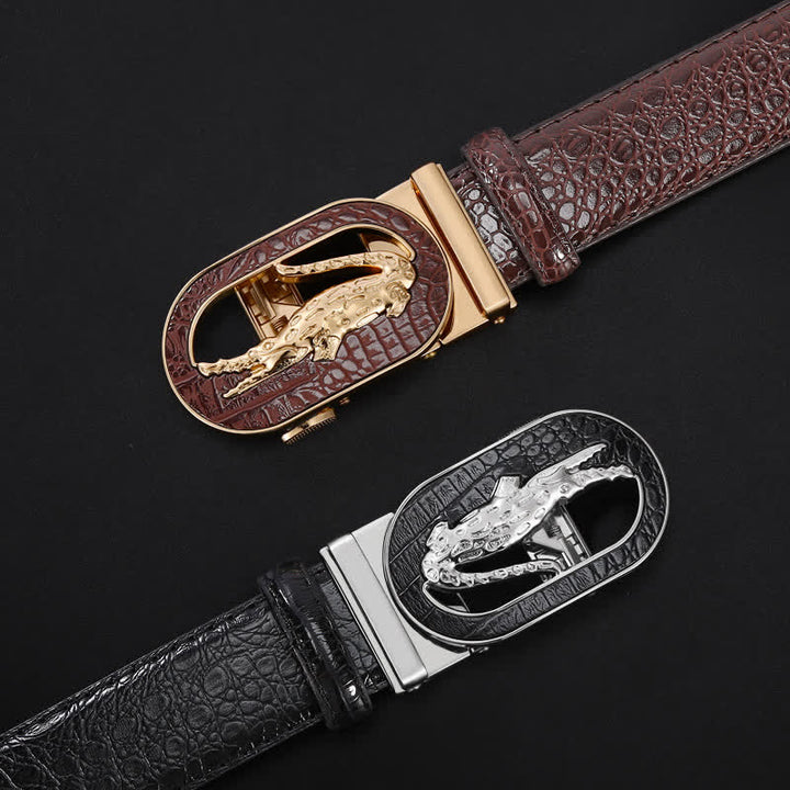 Men's Hollow Out Crocodile Automatic Buckle Leather Belt - image 5
