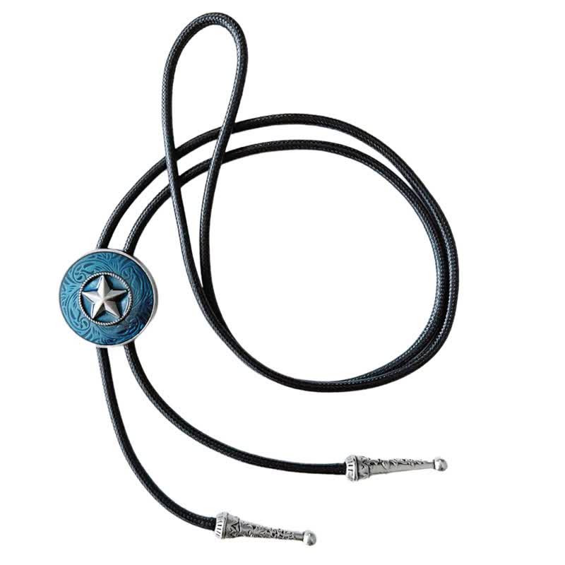 Stylish Five-Pointed Star Blue Glaze Bolo Tie - image 5