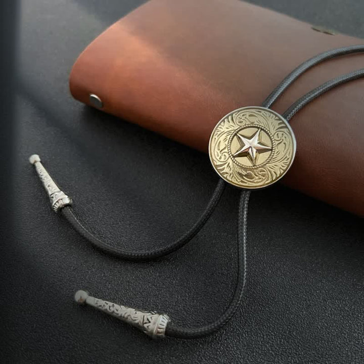 Stylish Five-Pointed Star Blue Glaze Bolo Tie - Antique Bronze - image 7