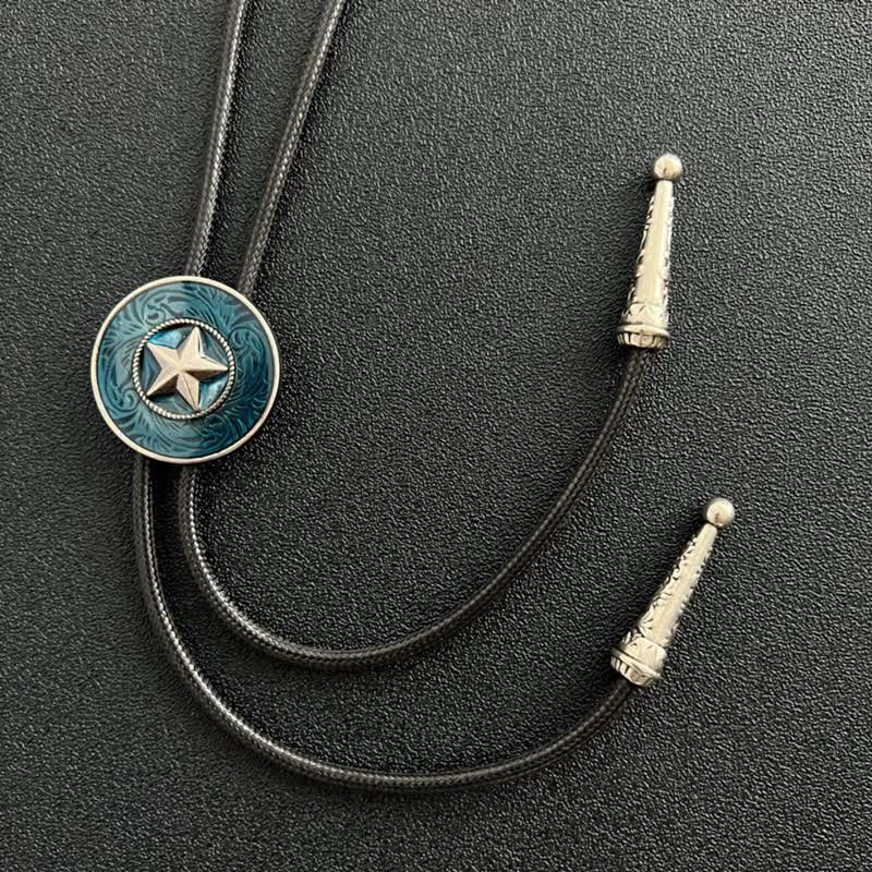 Stylish Five-Pointed Star Blue Glaze Bolo Tie - image 3