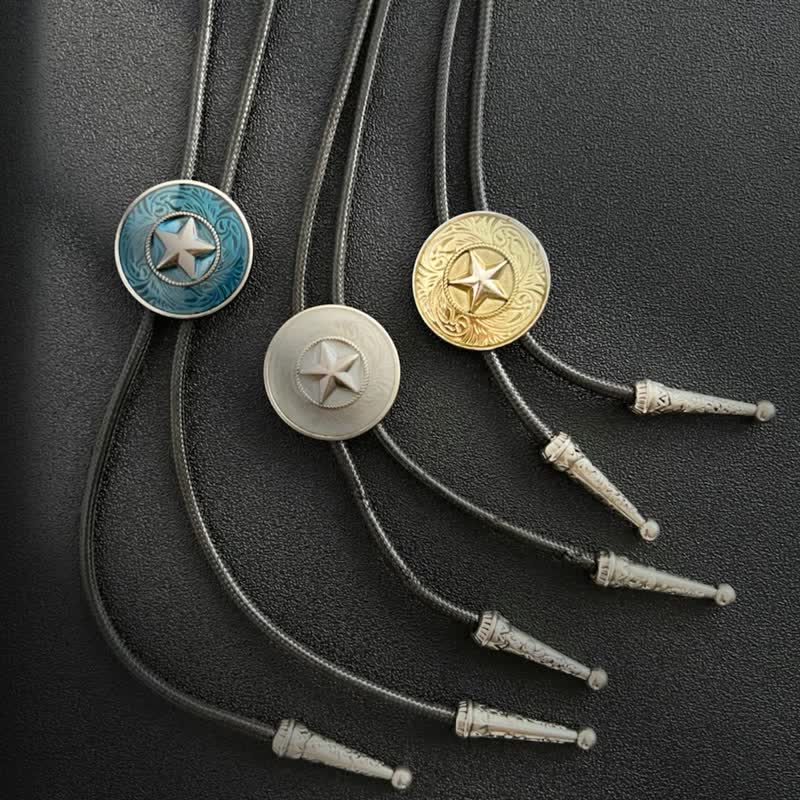Stylish Five-Pointed Star Blue Glaze Bolo Tie - image 2