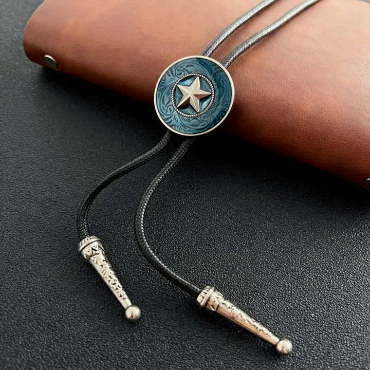 Stylish Five-Pointed Star Blue Glaze Bolo Tie - Blue - image 0