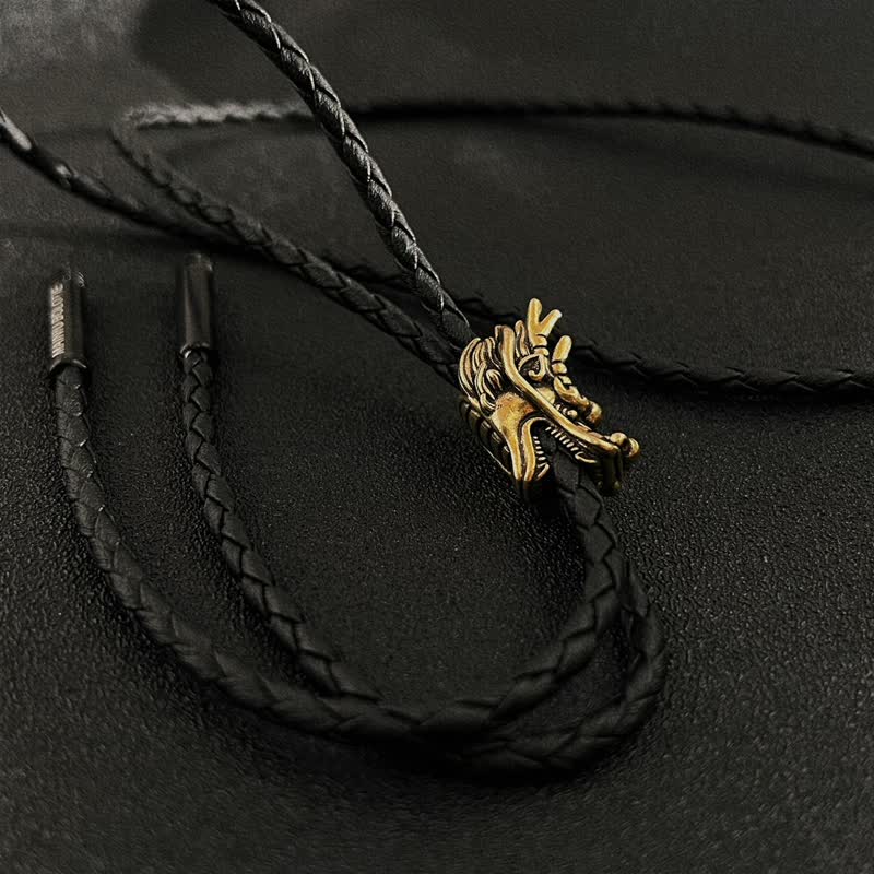 Bronze Little Dragon Head Bolo Tie - image 1