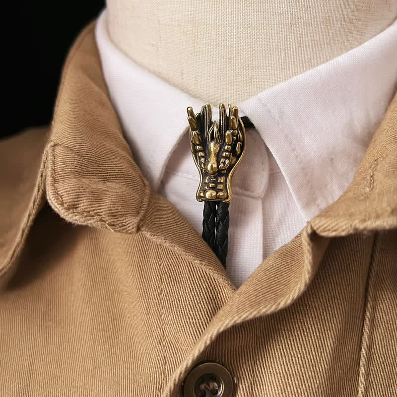 Bronze Little Dragon Head Bolo Tie - Bronze - image 0