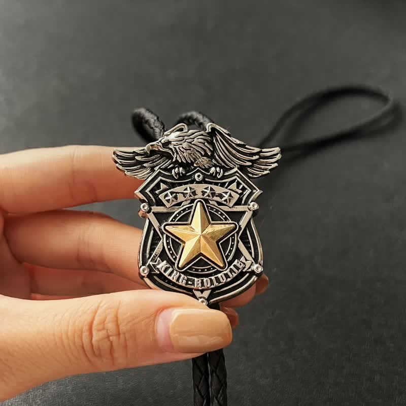 Eagle & Star Western Personalized Bolo Tie - image 3
