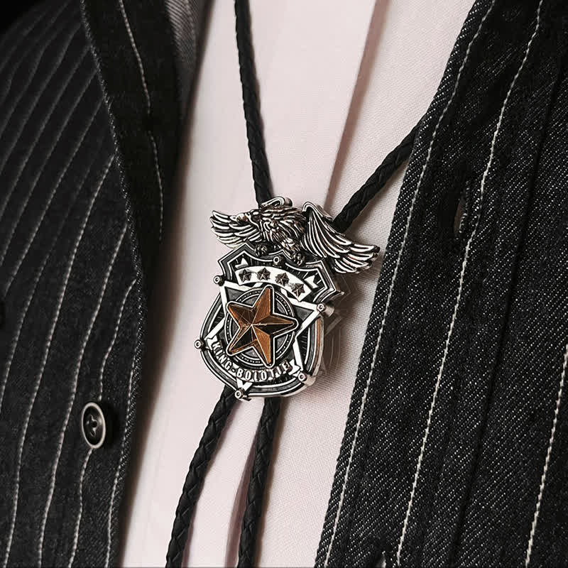 Eagle & Star Western Personalized Bolo Tie - image 1