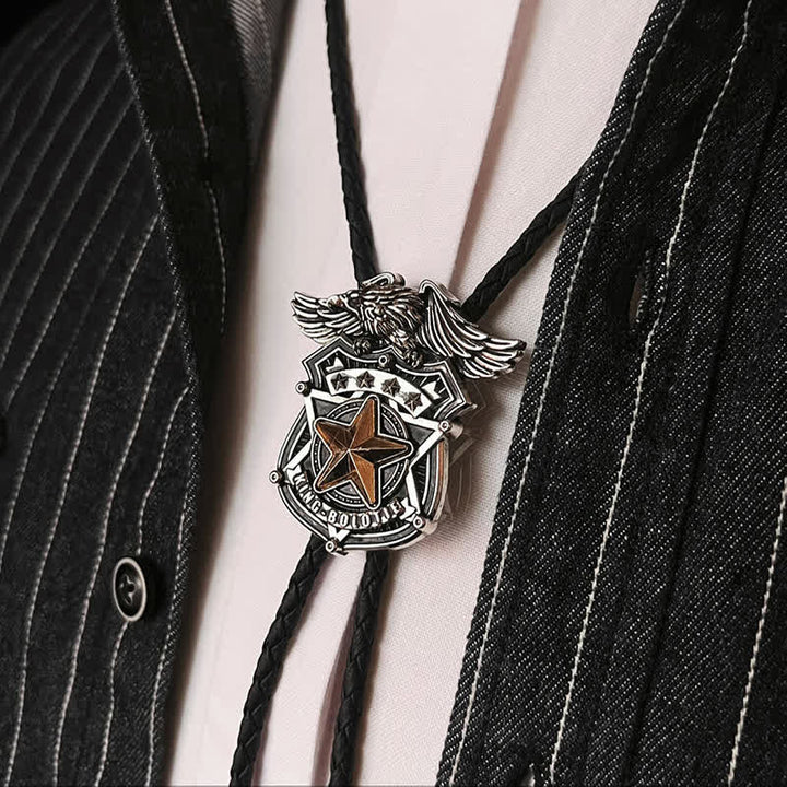 Eagle & Star Western Personalized Bolo Tie - image 1