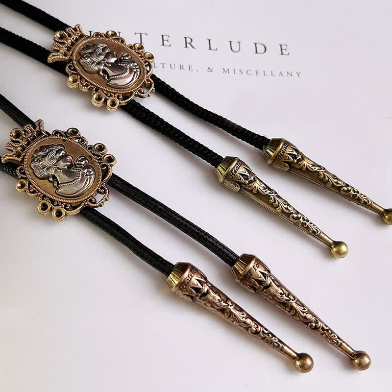 Beauty Portrait Head Cowboy Pendant Bolo Tie - image 7