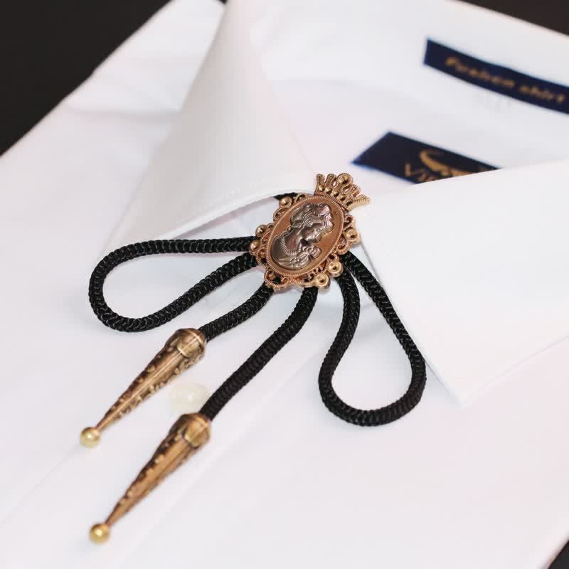 Beauty Portrait Head Cowboy Pendant Bolo Tie - Nylon - image 1