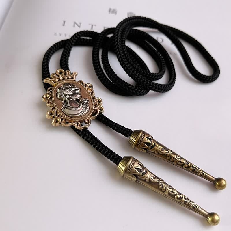 Beauty Portrait Head Cowboy Pendant Bolo Tie - image 4