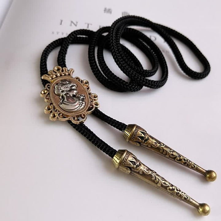 Beauty Portrait Head Cowboy Pendant Bolo Tie - image 4