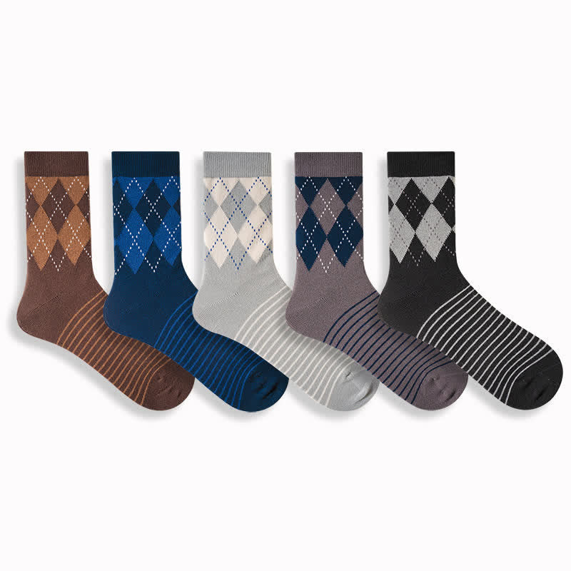 Men's British Plaid Patterned Cotton Socks - image 1