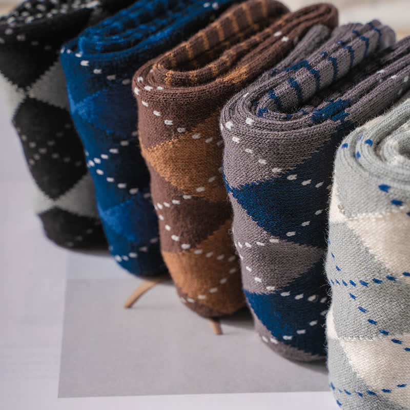Men's British Plaid Patterned Cotton Socks - image 4