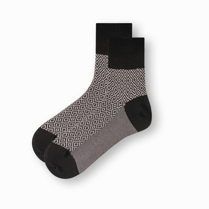 Men's Casual Black & White Mercerized Cotton Socks - Diamond - 6 Pairs - One Size (US 6.5 - US 10) - image 11