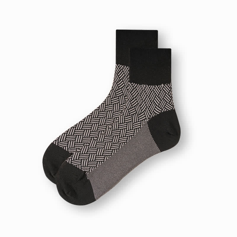 Men's Casual Black & White Mercerized Cotton Socks - Striped - 6 Pairs - One Size (US 6.5 - US 10) - image 14