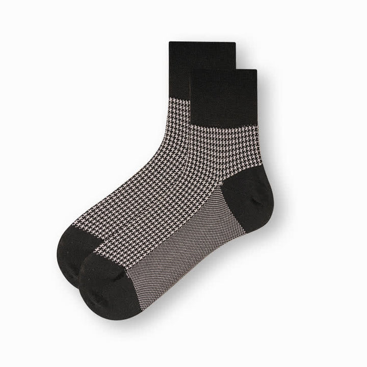 Men's Casual Black & White Mercerized Cotton Socks - Houndstooth - 6 Pairs - One Size (US 6.5 - US 10) - image 10