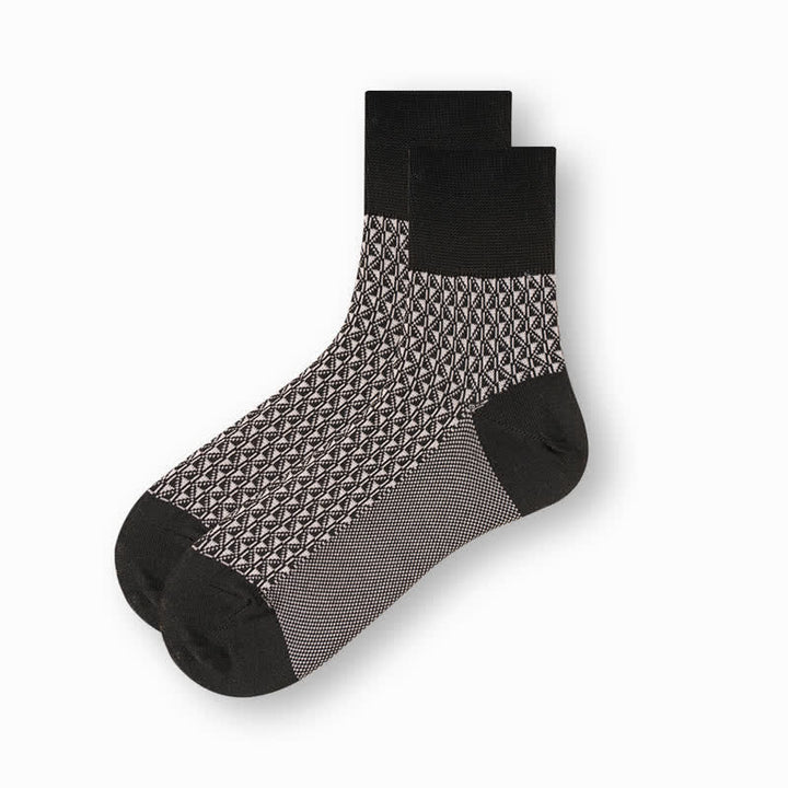 Men's Casual Black & White Mercerized Cotton Socks - Small Triangle - 6 Pairs - One Size (US 6.5 - US 10) - image 1