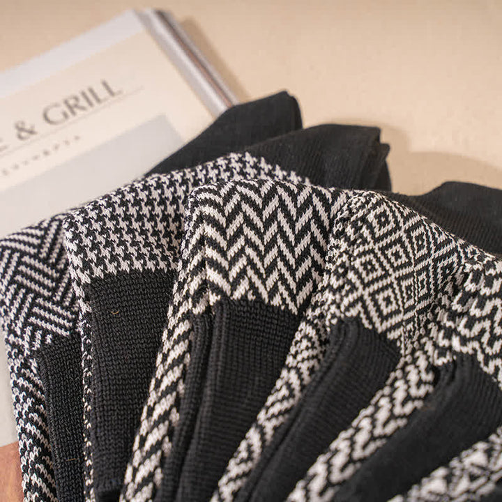 Men's Casual Black & White Mercerized Cotton Socks - image 7