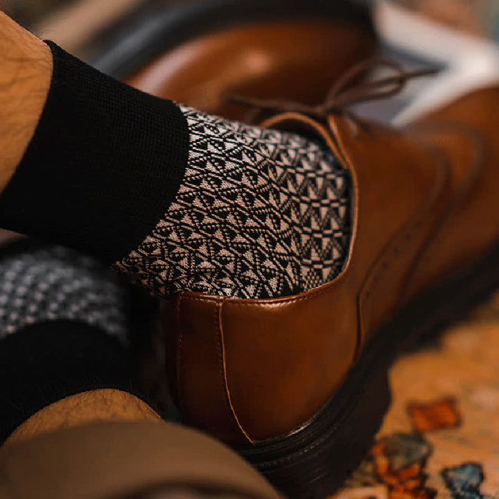 Men's Casual Black & White Mercerized Cotton Socks - image 4