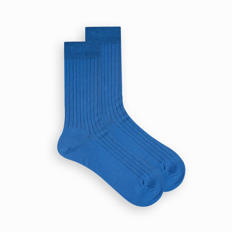 Men's Simple Solid Color Business Cotton Socks - Blue - 6 Pairs - One Size (US 6.5 - US 10) - image 16