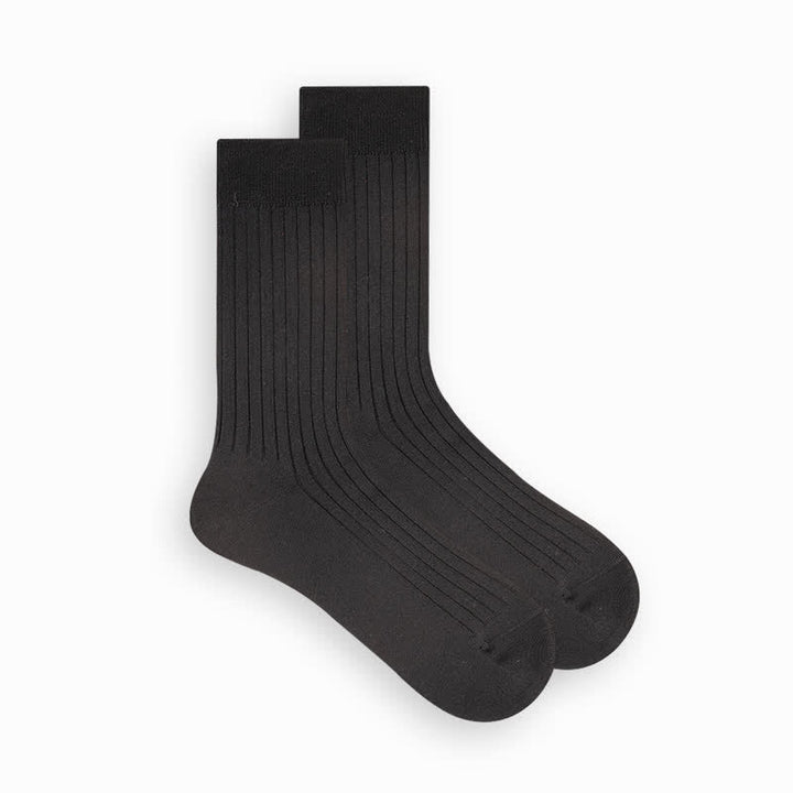 Men's Simple Solid Color Business Cotton Socks - Black - 6 Pairs - One Size (US 6.5 - US 10) - image 14