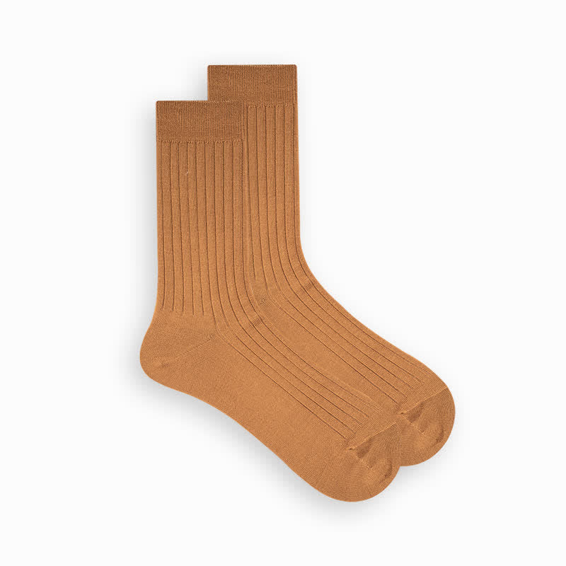 Men's Simple Solid Color Business Cotton Socks - SandyBrown - 6 Pairs - One Size (US 6.5 - US 10) - image 17