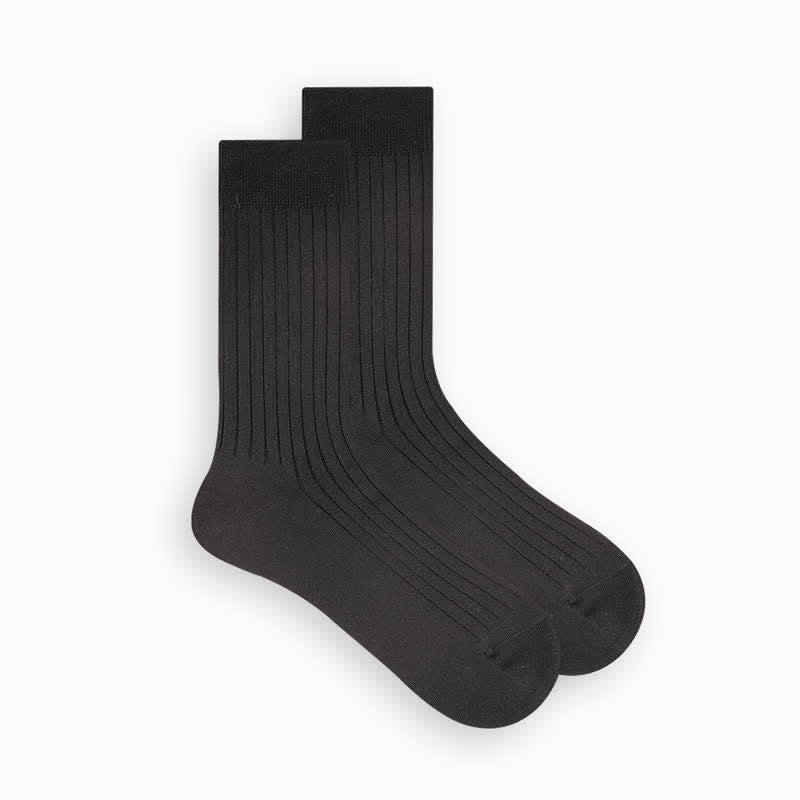 Men's Simple Solid Color Business Cotton Socks - Black - 6 Pairs - One Size (US 6.5 - US 10) - image 14