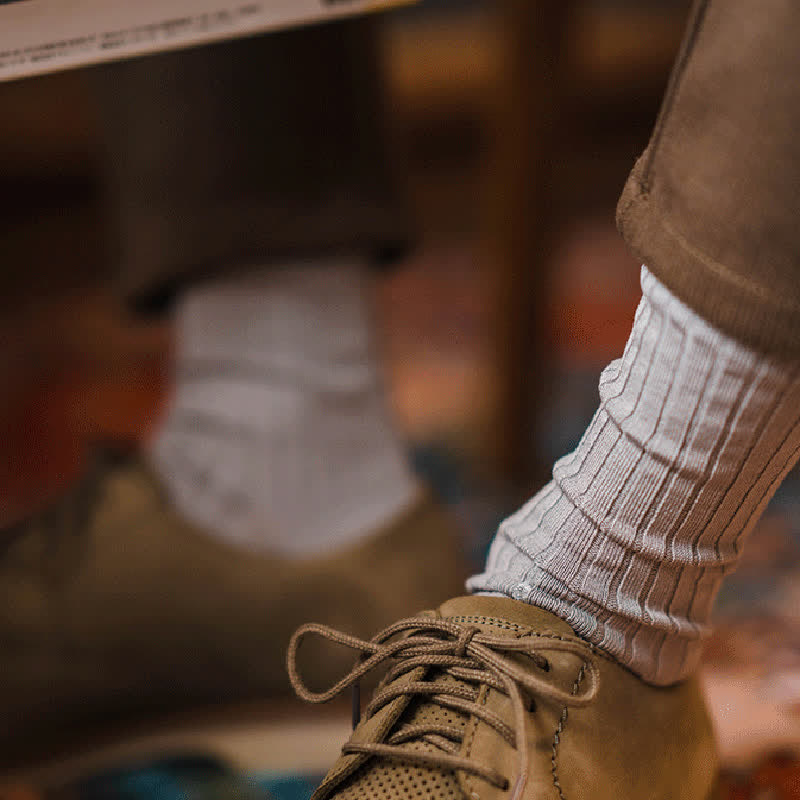 Men's Simple Solid Color Business Cotton Socks - image 5
