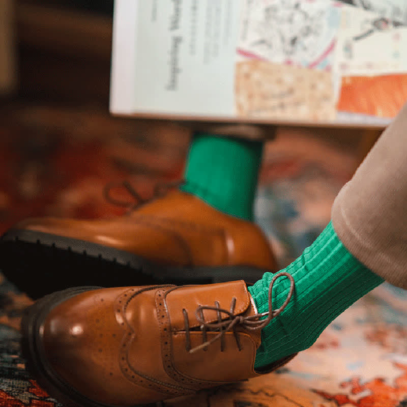 Men's Simple Solid Color Business Cotton Socks - image 3