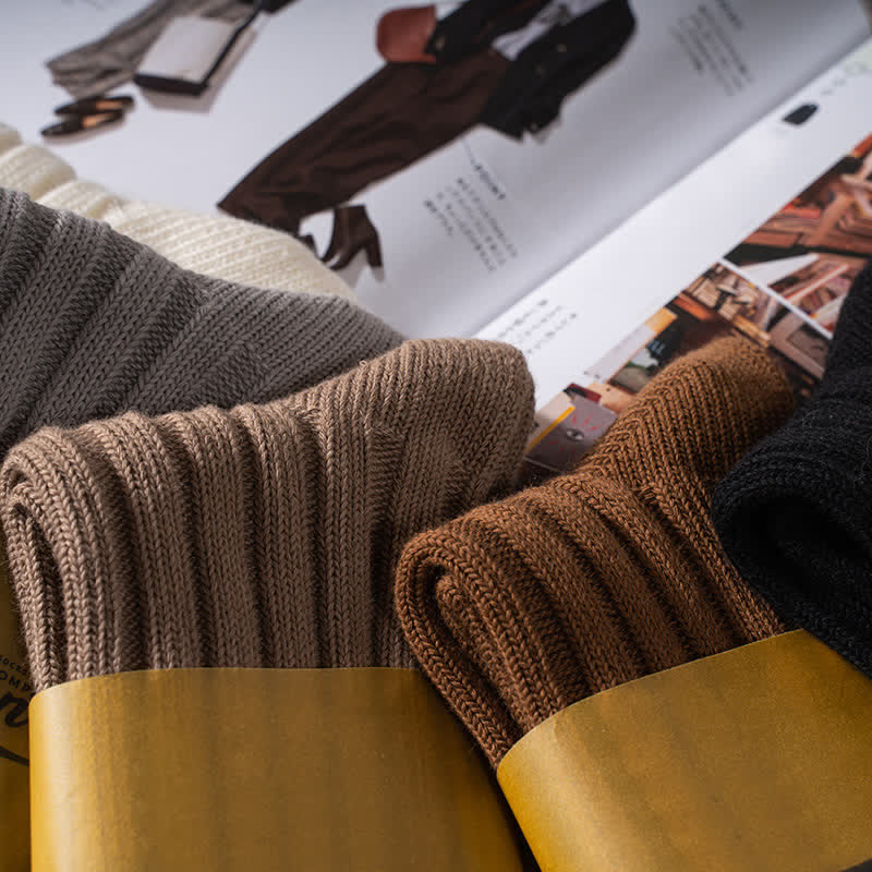 Men's Finely Ribbed Solid Color Cotton Socks