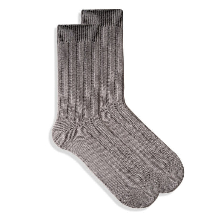 Men's Finely Ribbed Solid Color Cotton Socks - Gray - 6 Pairs - One Size (US 6.5 - US 10) - image 6