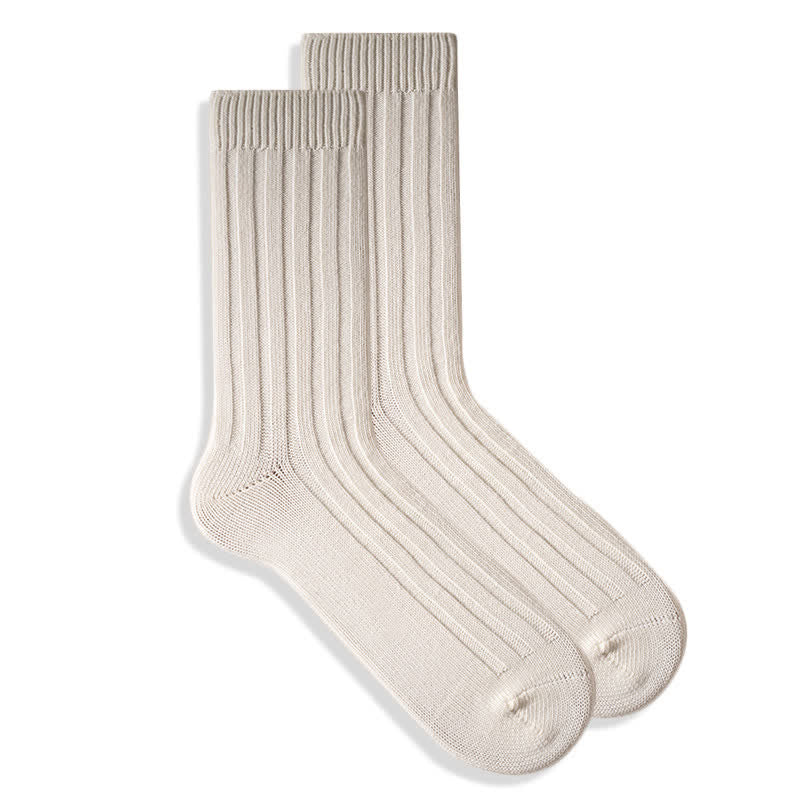Men's Finely Ribbed Solid Color Cotton Socks - White - 6 Pairs - One Size (US 6.5 - US 10) - image 5