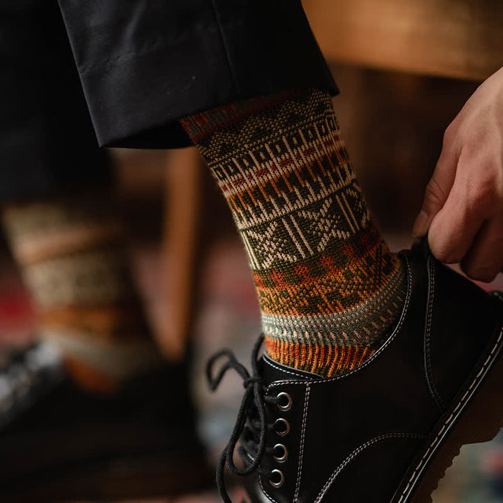 Men's Bold Colorful Knit Pattern Cotton Socks - image 0