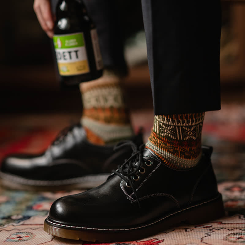Men's Bold Colorful Knit Pattern Cotton Socks - image 5