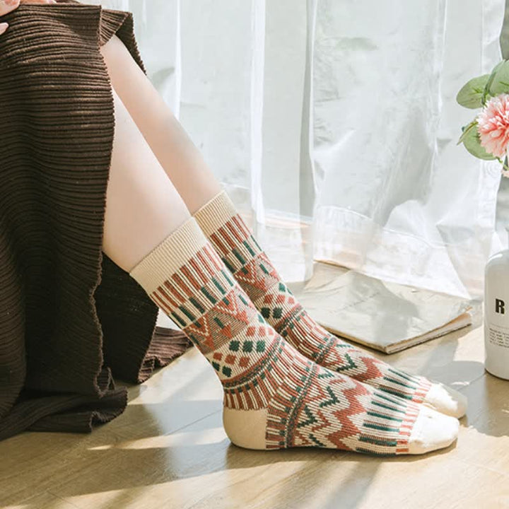 Colored Tribal-Like Pattern Cotton Socks - image 10