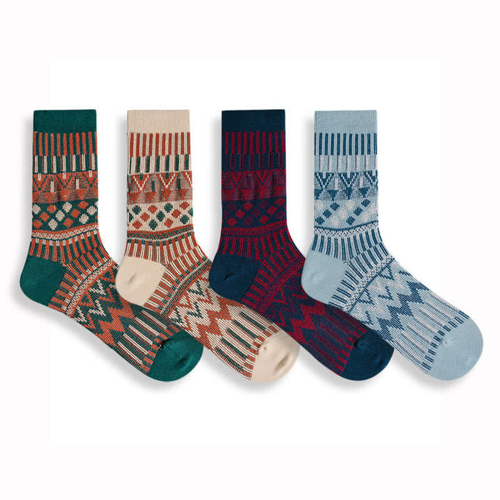Colored Tribal-Like Pattern Cotton Socks - image 1
