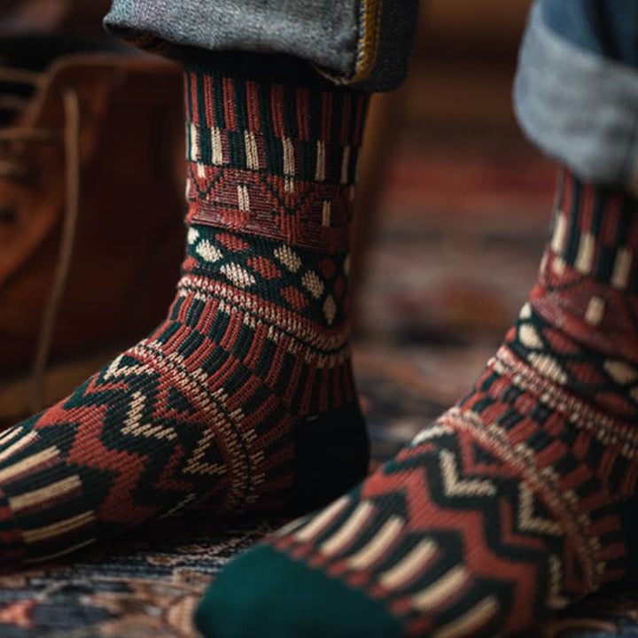 Colored Tribal-Like Pattern Cotton Socks - image 3