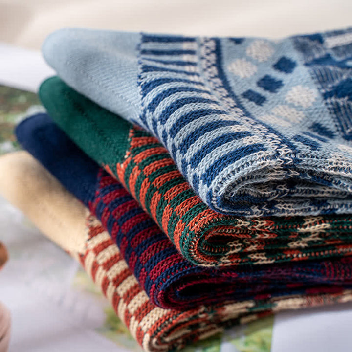 Colored Tribal-Like Pattern Cotton Socks - image 6