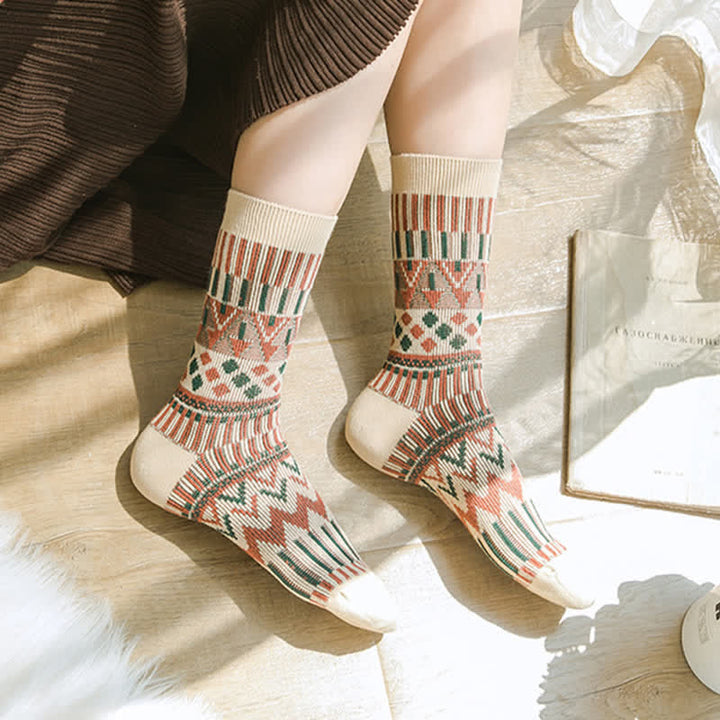 Colored Tribal-Like Pattern Cotton Socks - image 9