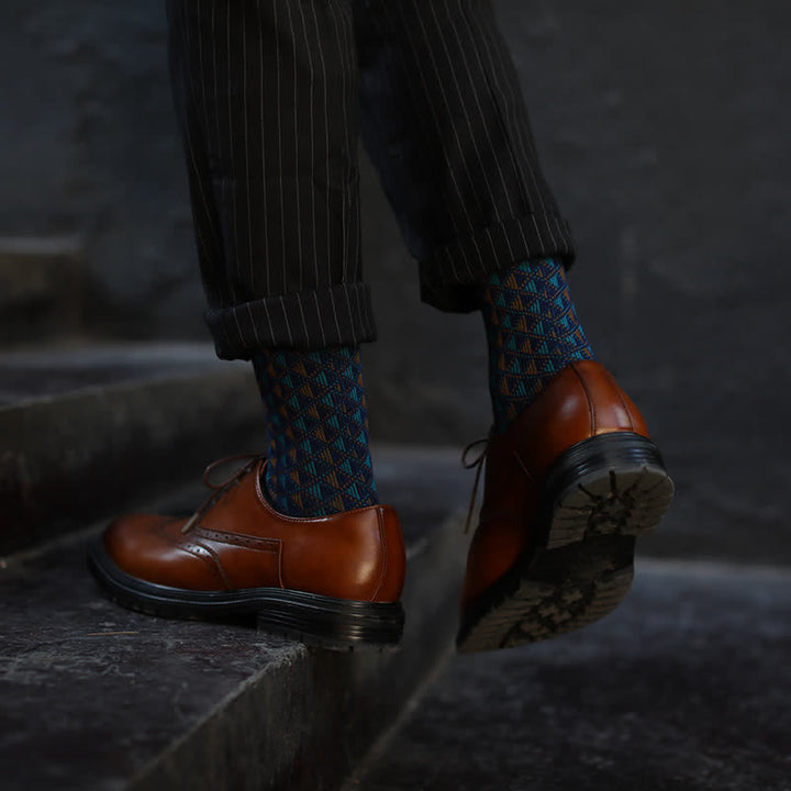 Contrasting Colors Triangle Pattern Cotton Socks - image 0