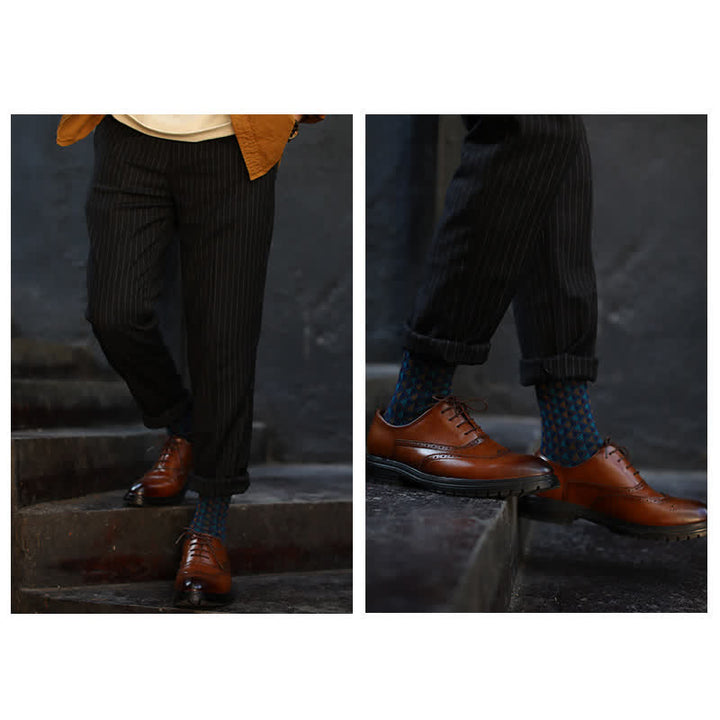 Contrasting Colors Triangle Pattern Cotton Socks - image 6
