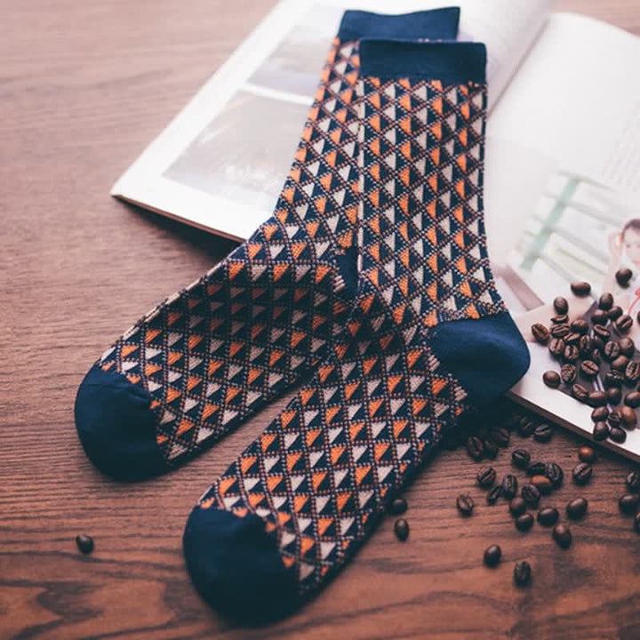 Contrasting Colors Triangle Pattern Cotton Socks - image 7